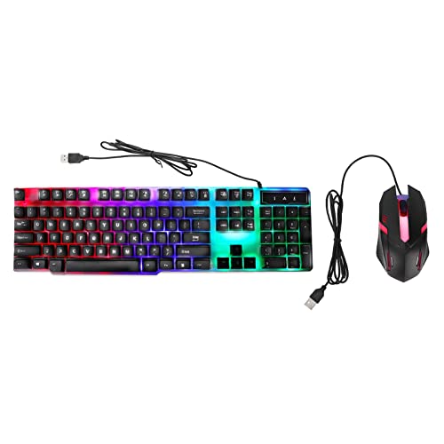 ciciglow Gaming-Tastatur und -Maus-Kombination, Kabelgebundene Hintergrundbeleuchtete Computertastaturen und RGB-Gaming-Maus, Mechanische Tastaturen mit 104 Tasten DPI 4800-Maus für Gamer von ciciglow