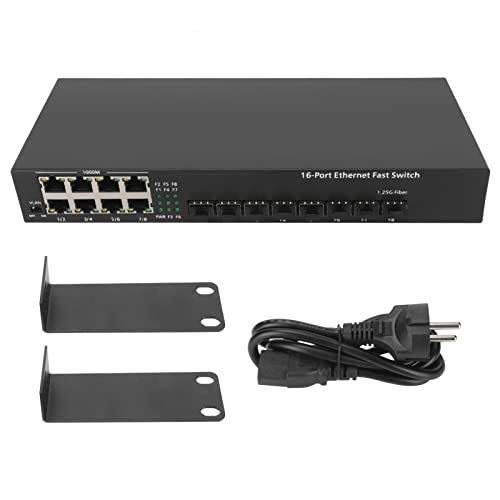 ciciglow Gigabit-Ethernet-Switch, 8 RJ45-Port-Computernetzwerk-Switch 8 SFP-Ethernet-Netzwerk-Switch mit LED-Anzeige, Unterstützt 10 M/100 M/1000 M (EU-Stecker) von ciciglow