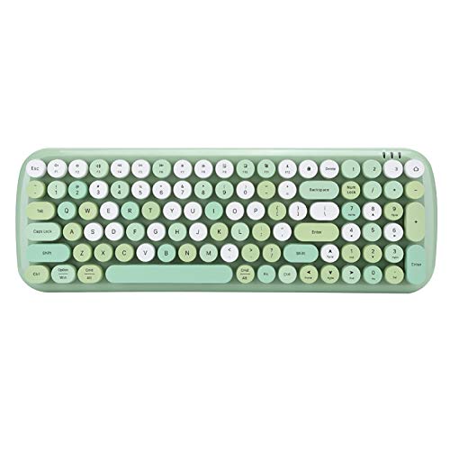 ciciglow Grüne Bluetooth-Tastatur mit Niedlichen Retro-Rundtasten, Komfortable Ergonomische 100-Tasten-Schreibmaschinentastatur, Kabellos Kompatibel mit PC-Computer-Laptop-Tablet(grüne Mischfarbe) von ciciglow