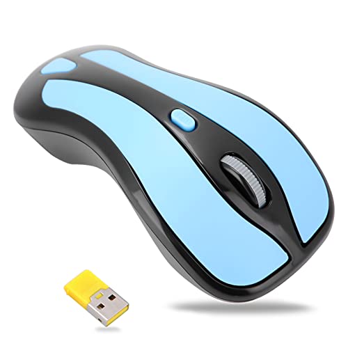 ciciglow Gyration Air Maus, 2-in-1 6D Gyroskop 2.4G Kabellose Mouse 1600 DPI Drahtlose Optische Luftmaus mit USB Nano Empfänger für PC Laptop Smart TV/Box(Blau+Schwarz) von ciciglow