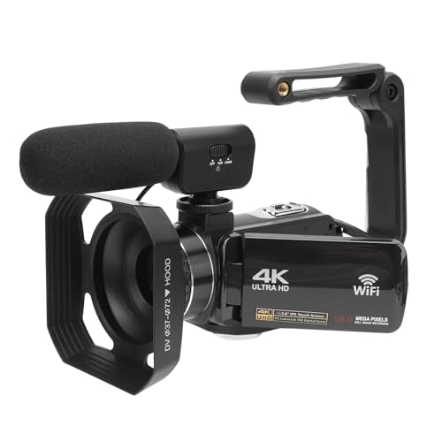ciciglow Handheld-Videocamcorder, 4K HD 56 MP 18-Fach WiFi-Digitalzoom-Vlogging-Kamera mit 3-Zoll-TFT-Drehbildschirm, Reisevideokamera mit Fülllicht, Mikrofon und Weitwinkelobjektiv von ciciglow