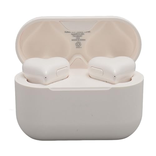 ciciglow Herzförmige Kabellose Ohrhörer, Stilvolle Kabellose Kopfhörer, HiFi-Stereo-Sound, Wasserdicht, Bluetooth 5.3-Ohrhörer mit Ladehülle für Mädchen und Frauen (White) von ciciglow