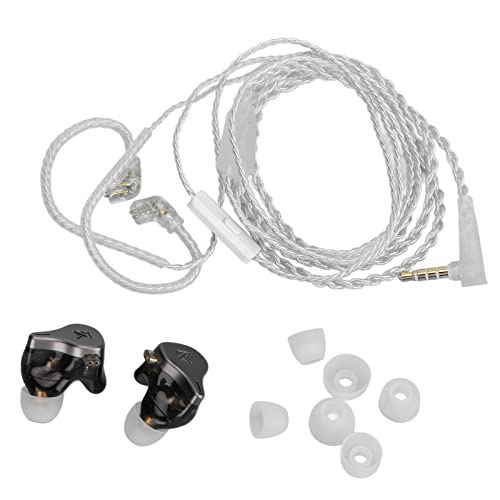 ciciglow KZ‑DQ6 In-Ear-Ohrhörer, Kabelgebundene Ohrhörer 3DD HiFi-Bass-Ohrhörer Noise Cancelling-Kopfhörer für Gaming-Sportmusik (grau, mit Mikrofon) von ciciglow