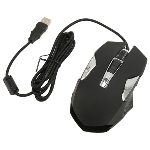 ciciglow Kabelgebundene Gaming-Maus mit Einstellbarer DPI, Programmierbaren Tasten und RGB-Hintergrundbeleuchtung, Geräuschloses und Ergonomisches Design, Plug-and-Play, Vollständig (Black) von ciciglow