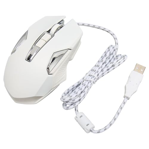 ciciglow Kabelgebundene Gaming-Maus mit Einstellbarer DPI, Programmierbaren Tasten und RGB-Hintergrundbeleuchtung, Geräuschloses und Ergonomisches Design, Plug-and-Play, Vollständig (White) von ciciglow