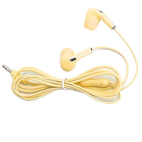 ciciglow Kabelgebundene Ohrhörer Kopfhörer, 3,5-mm-Audio-Interface-Ohrhörer Kabelgebundene, Geräuschisolierende Leichte Ohrhörer, die Line Control In-Ear-Kopfhörer Unterstützen(Gelb) von ciciglow