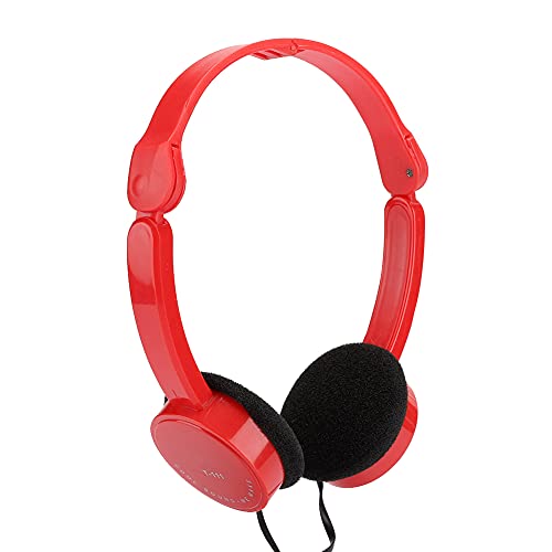 ciciglow Kabelgebundenes Headset für Kinder, Faltbarer Stereo-Kopfhörer mit Mikrofon, 3,5-mm-Klinken-Ohr-Headset für Mobiltelefone und Computer(Rot) von ciciglow