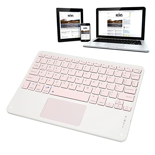 ciciglow Kabellose Bluetooth-Tastatur mit Touchpad, 78 Tasten, Tragbare, Ultradünne, Leise Tastatur für Smartphones, Tablets, Laptops (Rosa) von ciciglow