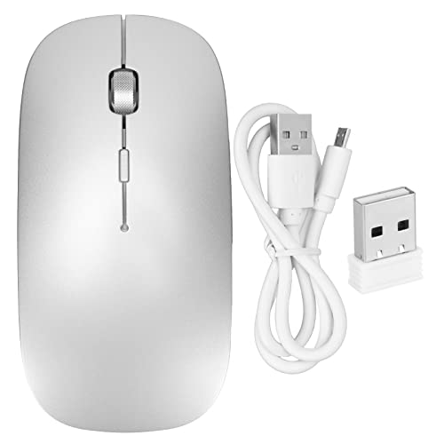 ciciglow Kabellose Maus, Geräuschlose Optische Maus BT 5.0 und 2,4 GHz Wireless-Verbindung 1000/1200/1600DPI Gaming-Mäuse für Win/OS X/Android-System(Silber glatt) von ciciglow