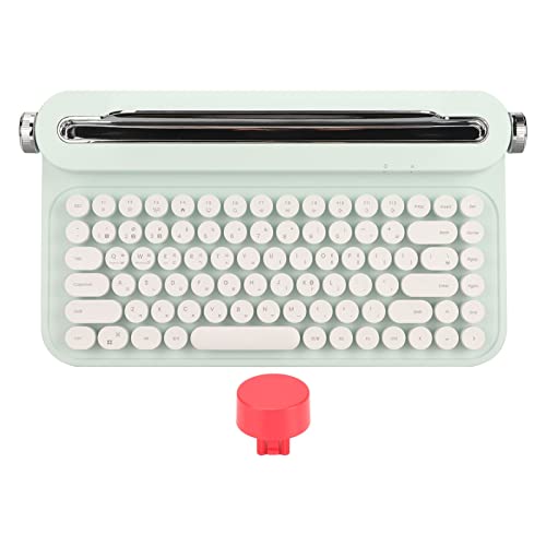 ciciglow Kabellose Schreibmaschinentastatur, B305 86 Tasten Retro-Bluetooth-Ästhetik-Tastatur mit Integriertem Ständer für Smartphone-Tablet-Laptop-Verbindung mit Mehreren Geräten (Minzgrün) von ciciglow