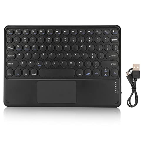 ciciglow Kabellose Tastatur, Bluetooth-Tastatur mit Trackpad, Kabelloser USB-Empfänger, Runde Retro-Tastenkappe, Ergonomische Magnetische Tastatur für Windows für IOS, Schwarz von ciciglow