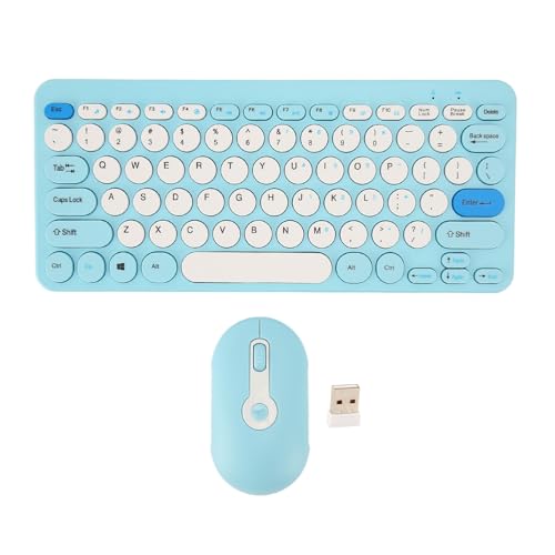 ciciglow Kabellose Tastatur und Maus-Kombination, 2,4 G Kabelloses Computer-Tastatur-Maus-Set, Leise Maus, 78 Runde Tastenkappen, Kabellose Tastatur für Desktop-PC-Computer (Blue) von ciciglow