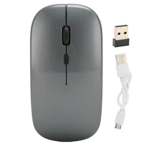 ciciglow Kabellose USB-Maus, Kabellose Computermaus mit USB-Empfänger, Wiederaufladbar, Geräuscharm, Ergonomische Kabellose Mäuse für Arbeit, Studium, Freizeit (Gray) von ciciglow