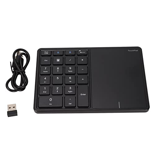 ciciglow Kabelloser Ziffernblock, 2 in 1 BT 4.2 Externe Numpad-Tastatur mit Touchpad 2.4G Type C Charging für Win, für IOS, für Android und für OS X(Schwarz) von ciciglow