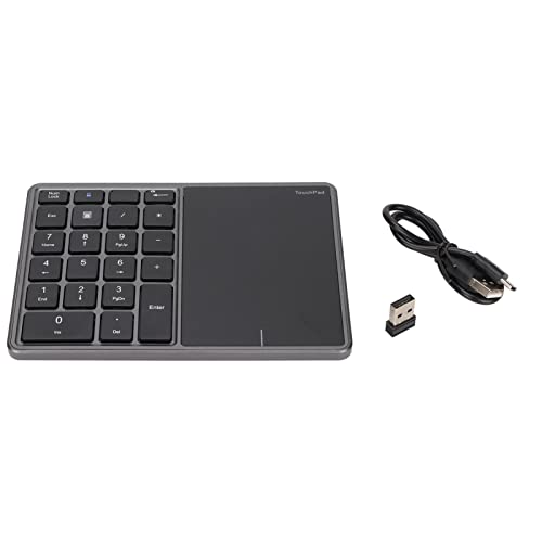 ciciglow Kabelloser Ziffernblock, 22 Tasten, Tragbarer Nummernblock BT und 2,4-G-Dual-Mode-Verbindung, Typ-C-Schnittstelle, Laptop-Tastatur, Touchpad-Design für Win/IOS/Android/OS X(grau) von ciciglow