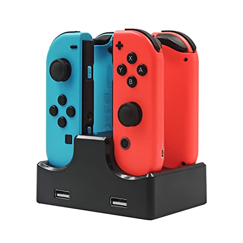 ciciglow Ladestation Kompatibel mit Switch Joycon, 4 in 1 Switch Joycon Controller-Ladegerät mit LED-Anzeige, Ladestation mit Typ-C-Ladekabel von ciciglow