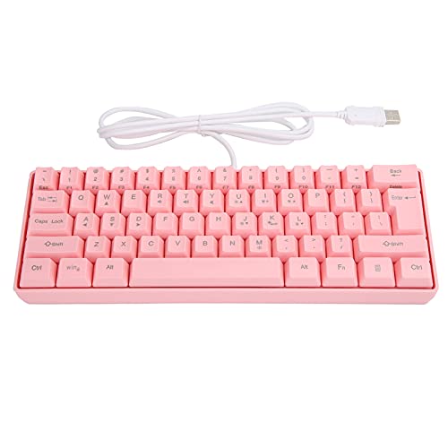 ciciglow Mechanische Gaming-Tastatur, HXSJ V700 61 Tasten Mehrfarbige RGB-Tastatur mit Hintergrundbeleuchtung Gaming USB-Kabel Mechanisch Beleuchteter Gamer für PC/Mac Gamer Pink von ciciglow