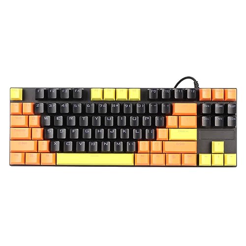 ciciglow Mechanische Gaming-Tastatur, Kompakte 87 Tasten Tastatur Verdrahtet mit Hintergrund Beleuchtung Computer-Tastatur mit Blauem Schalter Verschiedene Dynamische Lauflichter von ciciglow