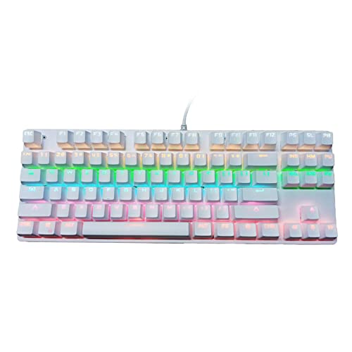 ciciglow Mechanische Gaming-Tastatur, Verkabelt mit RGB-Hintergrundbeleuchtung, 9 Beleuchtungsmodi, Blauer Schalter, Ergonomisches Design, 87 Tasten, Schreibmaschinen-Stil für Computer, Laptop von ciciglow