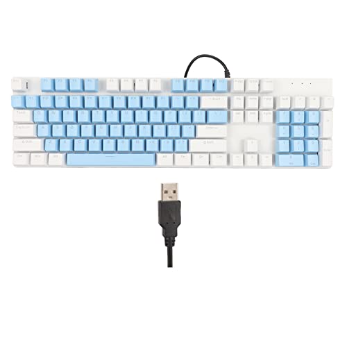 ciciglow Mechanische Gaming-Tastatur mit 104 Tasten, USB-Kabelgebundene Mechanische Tastatur mit Blauen Schaltern, RGB-Hintergrundbeleuchtung, Kabelgebundene Computertastatur für Win (Blau+Weiß) von ciciglow