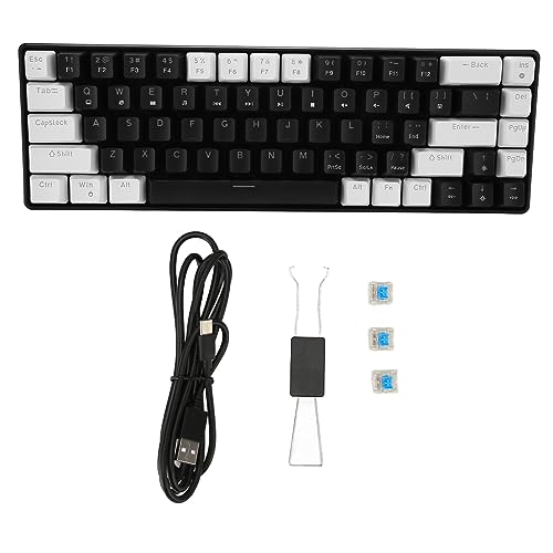 ciciglow Mechanische Tastatur mit 68 Tasten, Kabelgebundene Mechanische Gaming-Tastatur, RGB-Licht, Zweifarbig, Kompakte PC-Tastatur für Computer, Laptop (Weiß und Schwarz) von ciciglow