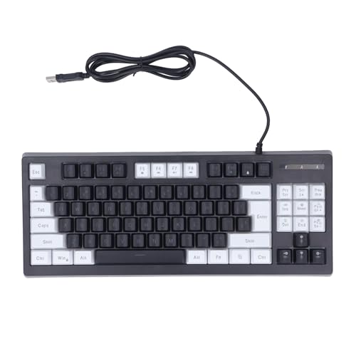 ciciglow Mechanische Tastatur mit 87 Tasten, RGB-Hintergrundbeleuchtung, Kabelgebundene Gaming-Tastatur, Zweifarbige Multimedia-Tastatur für Zuhause, Schlafsaal, Büro (weiß schwarz) von ciciglow