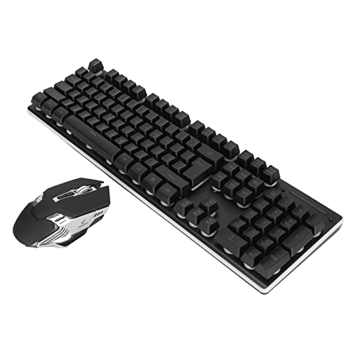 ciciglow Mechanische Tastatur- und Maus-Kombination, RGB-Hintergrundbeleuchtung, Wiederaufladbare 3200-DPI-Mäuse, Kabellose Gaming-Tastatur für PC-Gamer-Computer-Desktop von ciciglow