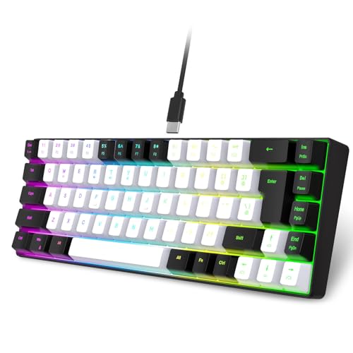 ciciglow Membran-Gaming-Tastatur, 68 Tasten, USB-kabelgebundene Gaming-Tastatur, RGB-Hintergrundbeleuchtung, Computertastatur für Win 98, für SE, für Win 2000, für Win XP, für Vista, für von ciciglow