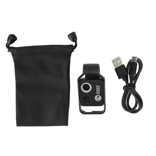 ciciglow Mobiltelefon-Mikroskop, APL-MS002 200x HD Optisches Objektiv Digitalmikroskop mit Universal-Clip-Vergrößerung Telefonkamera-Makroobjektiv(Schwarz mit CPL) von ciciglow