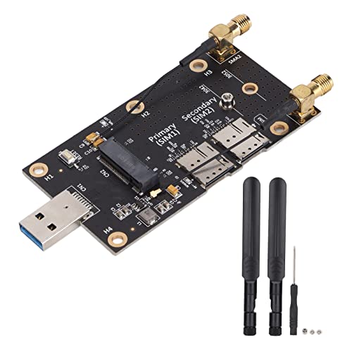 ciciglow NGFF M.2 auf USB3.0 Adapter, Dual SIM Kartensteckplatz LTE Modem NGFF M.2 auf USB3.0 Anschluss mit Antennenschrauben für LTE/4G/5G Modul von ciciglow