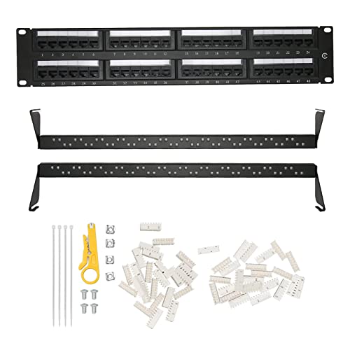 ciciglow Patchpanel mit 48 Ports, CAT6 RJ45-Netzwerk-Patchpanel, UL-gelisteter Hochgeschwindigkeits-10G-Durchgangskoppler, Rackmount-Patchpanel für 19-Zoll-Standardschränke von ciciglow