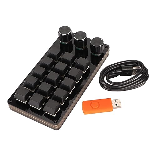 ciciglow Programmierbare Tastatur mit 15 Tasten und 3 Knöpfen, Blauer Schalter, Hot-Swap-fähig, Kabelgebundener USB-Anschluss von ciciglow