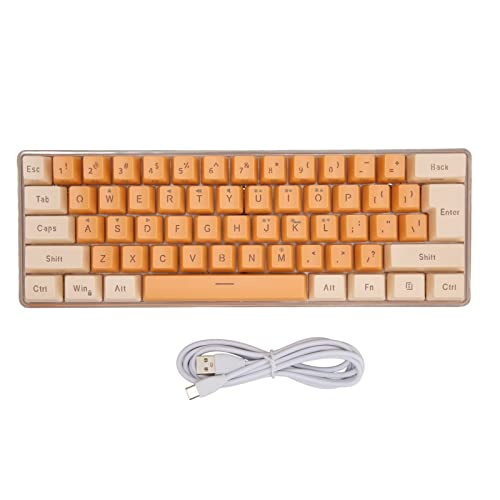 ciciglow RGB-Gaming-Tastatur, 61 Tasten, RGB-Hintergrundbeleuchtung, LED, 8 Einzelfarbmodi, Kabelgebundene Mechanische Tastatur für Windows-PC-Gamer, für Office(Beige-Orange) von ciciglow