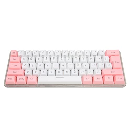 ciciglow RGB-Gaming-Tastatur, 61 Tasten, RGB-Hintergrundbeleuchtung, LED, 8 Einzelfarbmodi, Kabelgebundene Mechanische Tastatur für Windows-PC-Gamer, für Office(Weiß Rosa) von ciciglow