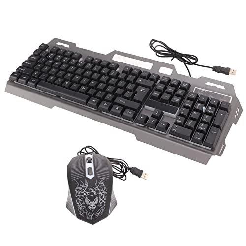 ciciglow RGB-Gaming-Tastatur und -Maus-Kombination, Kabelgebundene Mechanische Tastatur und Maus, 104-Tasten-PC-Gaming-Tastatur mit Maus für Gamer von ciciglow