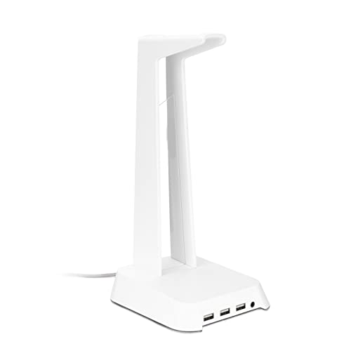 ciciglow RGB-Kopfhörerständer, Abnehmbarer Desktop-Headset-Ständer mit 3 USB-Anschlüssen, Leuchtender, Cooler Gaming-Headset-Display-Halter für PC-Gamer-Kopfhörerzubehör(Weiß) von ciciglow