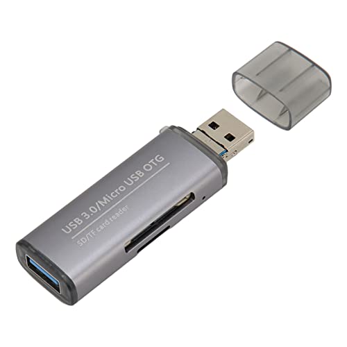 ciciglow SD-Kartenleser, 3-in-1-USB-Typ-A-3.0-Stecker, USB-Typ-A-3.0-Buchse, Micro-USB-Speicherkartenleser mit 5 Gbit/s Übertragungsrate, Tragbarer Speicherkartenleser von ciciglow