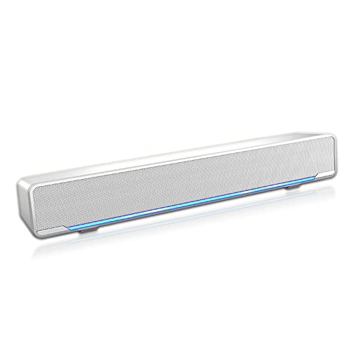 Soundbar, USB Wired Stereo Soundbar 3D Stereo Soundbar mit blauem LED Atemlicht für TV/Heimkino Lautsprecher, Spiele, Projektoren, 12 Zoll von ciciglow