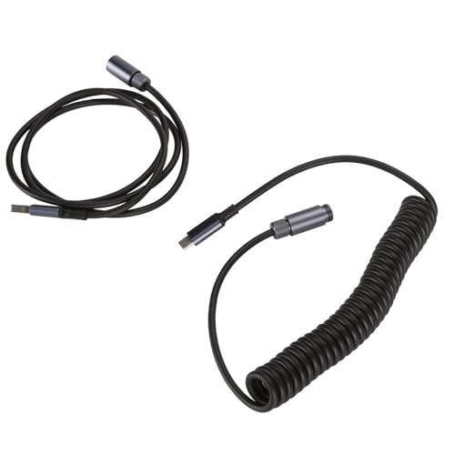 ciciglow Spiralförmiges USB-C-Kabel, Metall-Luftfahrtstecker, USB-C-auf-USB-A-doppelt Ummanteltes Mechanisches Tastaturkabel, Spiralförmiges Tastaturkabel von ciciglow