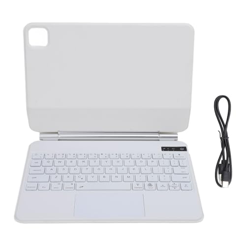 ciciglow Tastaturhülle für Pro 11 Zoll Tablet, Magnetische Ständer-Tablet-Abdeckung mit Hintergrundbeleuchtung, Leise Trackpad-Tastatur (White) von ciciglow