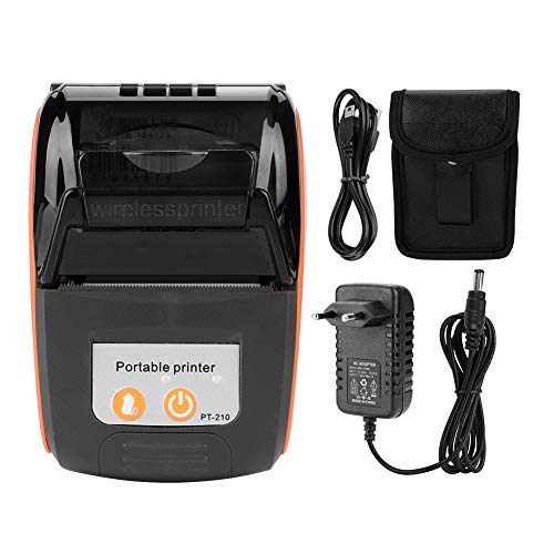ciciglow Thermoetikettendrucker, Tragbarer 58-mm-Wireless-Empfangsdrucker Bluetooth-Thermorechnungsdrucker für Android, IOS und Windows mit 1500 MAh Großem Akku(Orange) von ciciglow