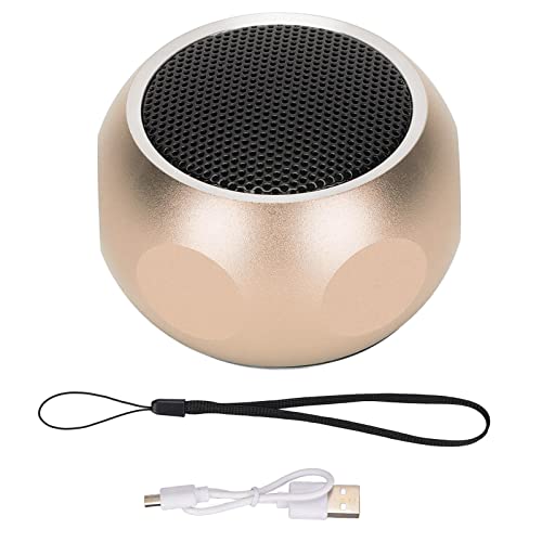 Tragbarer Bluetooth-Lautsprecher, Kabelloser -Lautsprecher, Aluminiumlegierung, Material, Niedliches Aussehen, mit Lanyard für die Dusche, Fahrrad, Auto, Reisen(Gold) von ciciglow