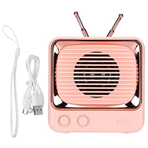 ciciglow Tragbarer -Lautsprecher, TV-förmiger Bluetooth-Lautsprecher Outdoor-Retro-Radio Vollmagnetische Lautsprecher Klassischer Sound-Lautsprecher(Rosa) von ciciglow