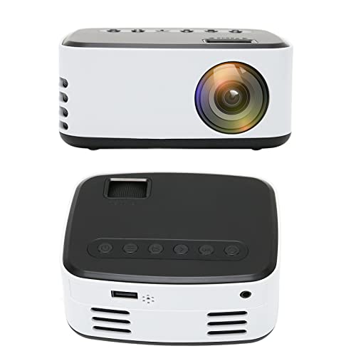 ciciglow Tragbarer Projektor, Projektor Schwarz Weiß HD 1080P, Outdoor-Heimkino-Projektor für Smartphone, Tablet, Laptop, TV-Stick von ciciglow