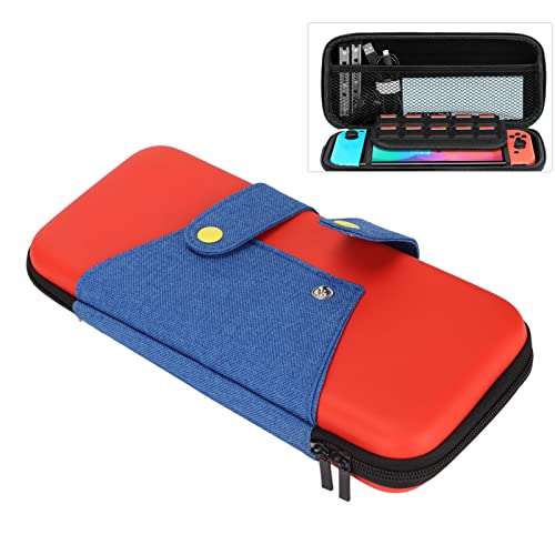 ciciglow Tragetasche für Switch, Zwei Reißverschlüsse, Tragbare Eva-Hartschalen-Spielkonsolen-Aufbewahrungshandtasche für Switch-Aufbewahrungstasche(rot blau) von ciciglow