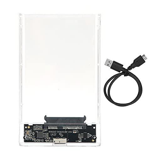 ciciglow Transparente SSD-Hülle, 2,5-Zoll-serielle SATA-Schnittstelle USB 3.0 Hochgeschwindigkeits-Festplattengehäuse für Mobile Geräte Tool-frei Transparent Kompatibel für Windows von ciciglow