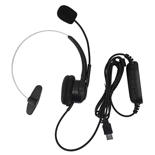 ciciglow USB-Headset mit Mikrofon, 2,1 M Einstellbar PC-Headset Noise Cancelling-Kopfhörer Callcenter-Headset-Lautstärkeregelung USB-Headset-Kopfhörer für Geschäftstreffen Im Büro von ciciglow