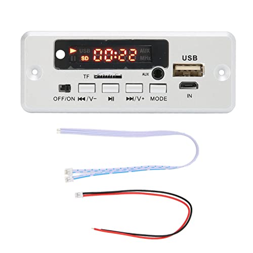 ciciglow USB-MP3-Decoder-Board, 12-V-Autoradio-Bluetooth-Aufnahmemodul mit 2x5-W-Leistungsverstärker, Integriertem FM-Radio und Speicherfunktion(Silber) von ciciglow