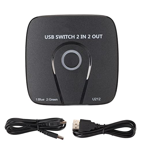 ciciglow USB Switch Selector, 2 Computer Teilen Sich 2 USB Geräte 2 in 2 USB Switcher Box Hub für Maus Tastatur Scanner Drucker U Disk mit USB Kabel von ciciglow