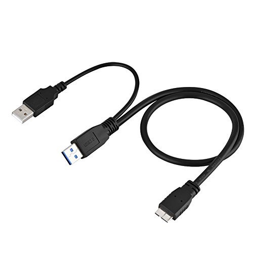 ciciglow USB3.0-auf-Micro-B-Kabel, 50 cm Standard-USB 3.0-A-Stecker auf Micro-B-Stecker + Stecker-Netzteil Y-Kabel für Mobile Festplatte HDD/USB-HUB von ciciglow
